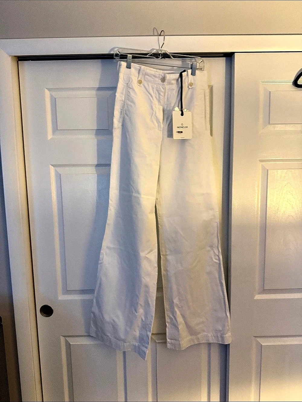 Moncler Wide Leg Pants in White Size 42